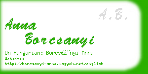 anna borcsanyi business card